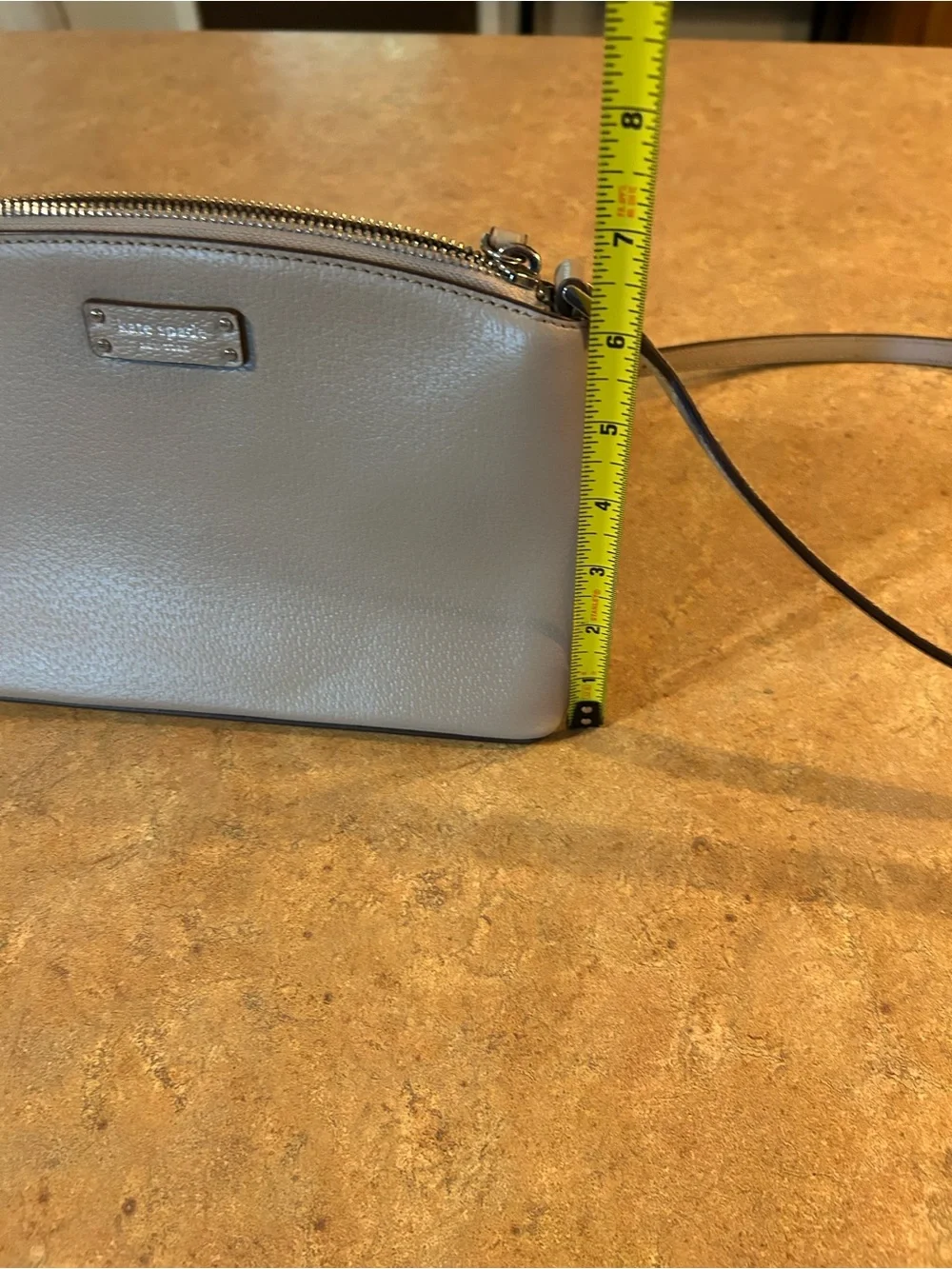 kate spade Light Gray Pebbled Leather Crossbody